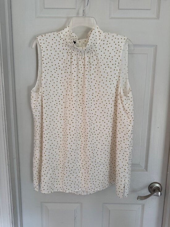 Lafayette 148 Tops - Lafayette 148 NY Leeann 100% Silk Mock Neck Alabaster Sleeveless Blouse XL
